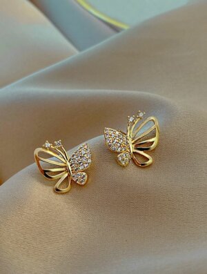 Aretes Mujer Brillante Mariposa Venta aretes al Por mayor