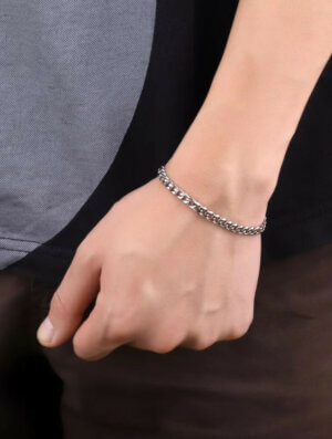 Pulsera Hombre Cubana Plateada