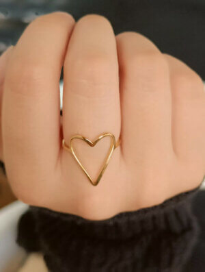 Anillo Acero Corazon Radiante