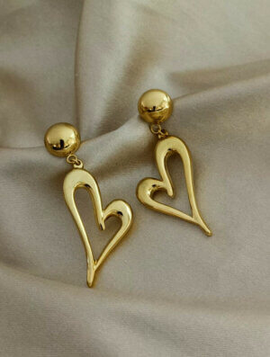 Aretes Acero Corazon de-Lujo