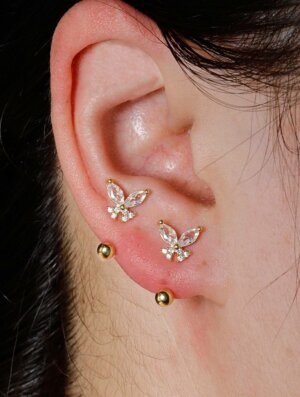 Aretes Mujer Mariposa Diamante