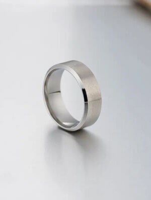 Anillo Acero Hombre Clasico-Plateado