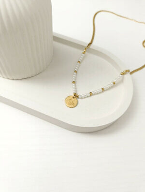 Collar Acero Naturaleza en-Perla