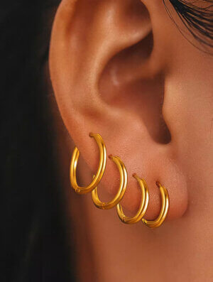 Set Aretes Acero Luz-Dorada