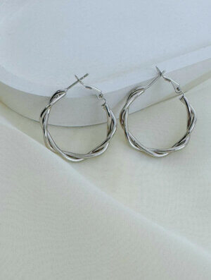 Aretes Acero Cascada Plateada