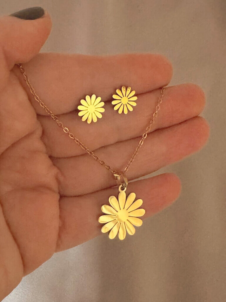 Set Acero Flor Dorada