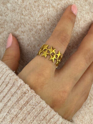 Anillo Acero Chispa Dorada