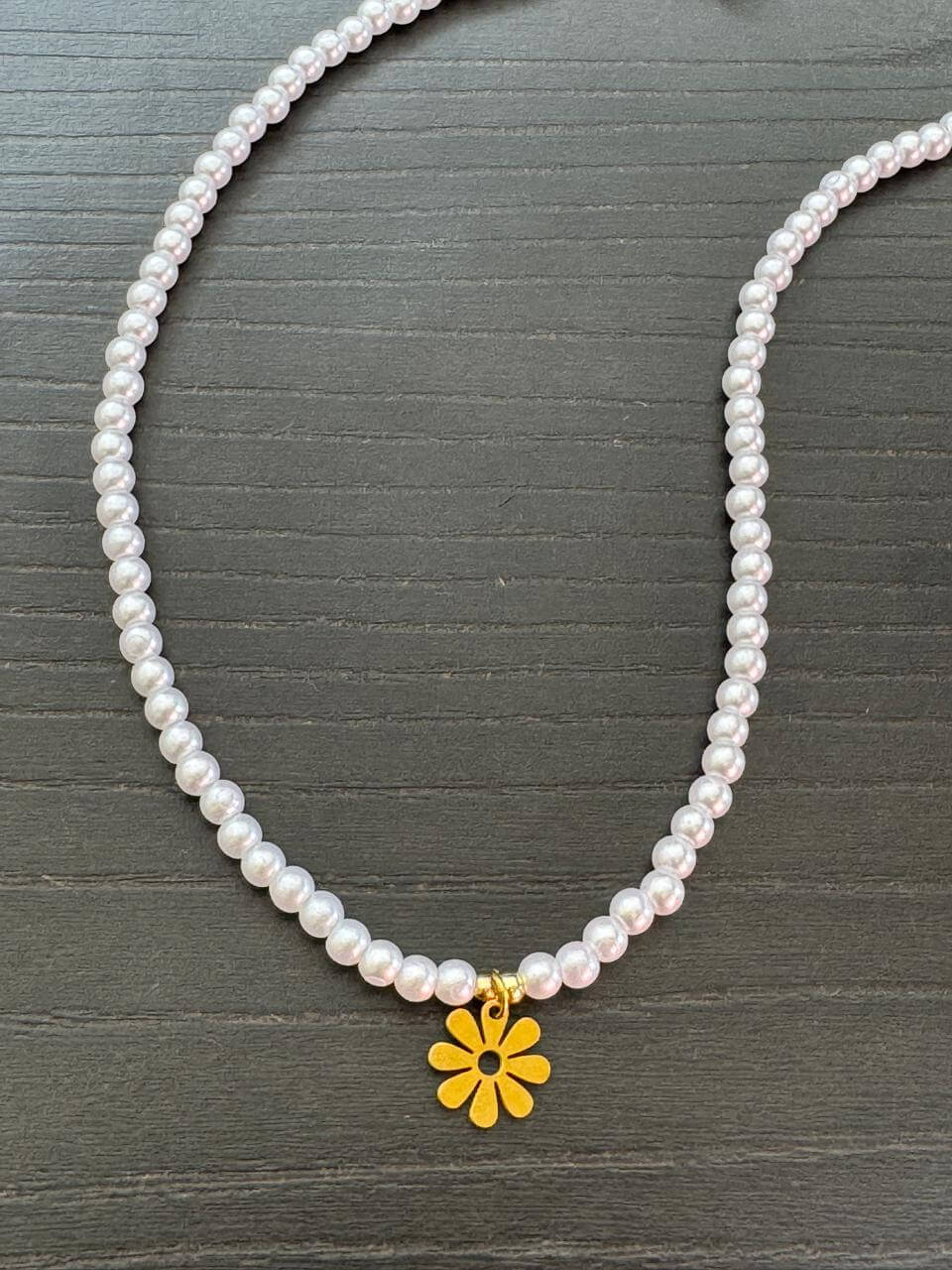 Choker Mujer Perlas Margaritas-1