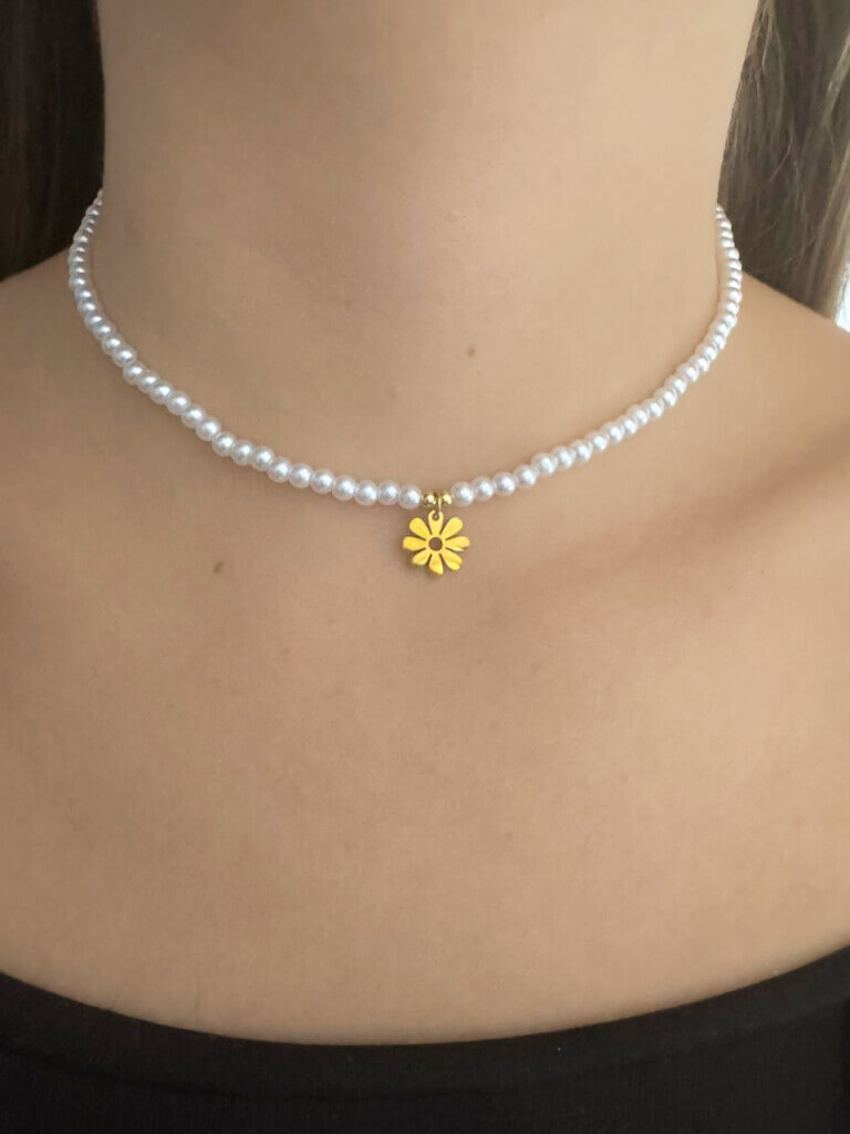 Choker Mujer Perlas Margaritas-1