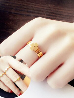 Anillo Acero Trebol Mistico