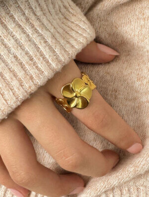 Anillo Acero Flor Celestial
