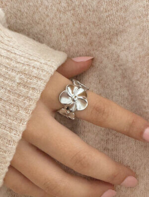 Anillo Acero Flor Eterna