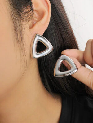 Aretes Acero Prisma Plateado