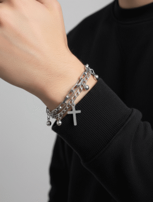 Pulsera Acero Hombre Cruces