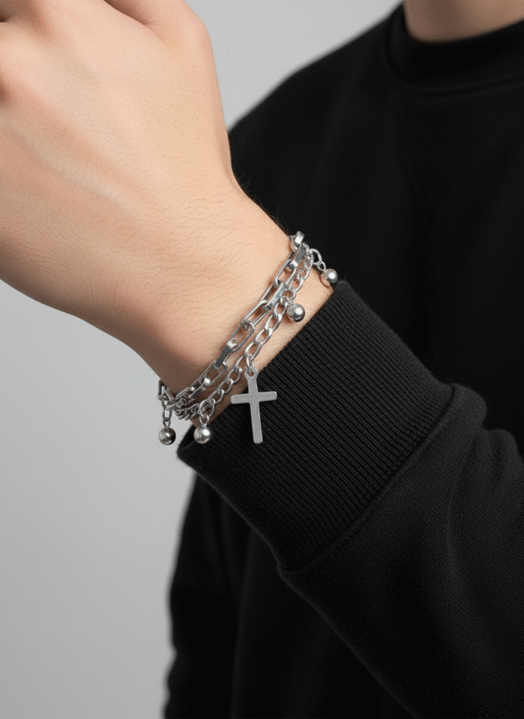 Pulsera Acero Hombre Cruces-1