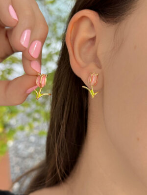 Aretes Mujer Florecer Rosa
