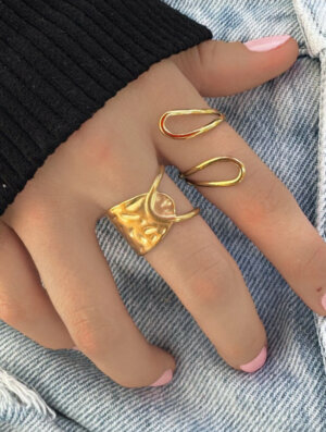 Set Anillos Acero Huella