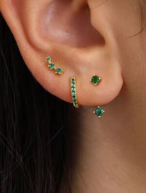 Set Aretes Brillo Esmeralda