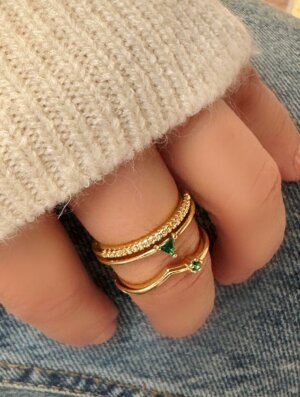 Set Anillo Luna Esmeralda