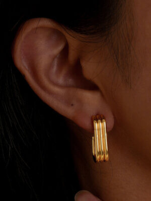 Aretes Acero Estela Dorada