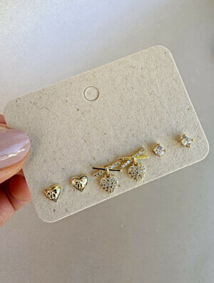 Set Aretes Amor Calido