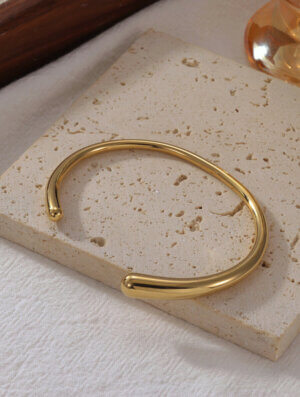 Pulsera Acero Piel Dorada