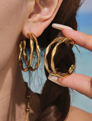 Aretes Acero Reina Dorada