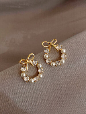 Aretes Mujer Lazo de-Perla