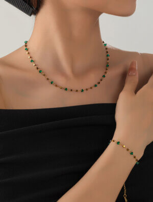 Set Acero Piedra Esmeralda