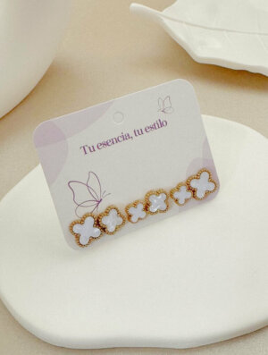 Set Acero Trebol Blanco