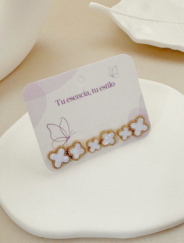 Set Acero Trebol Blanco