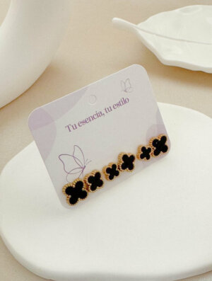 Set Acero Trebol Negro