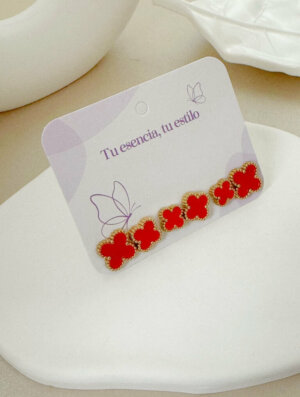 Set Acero Trebol Rojo