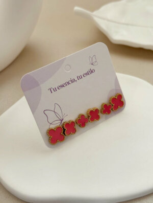 Set Acero Trebol Rosa