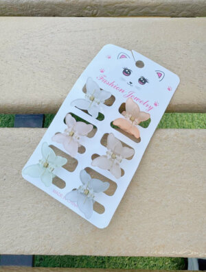 Set Pinzas Mariposas Cristal