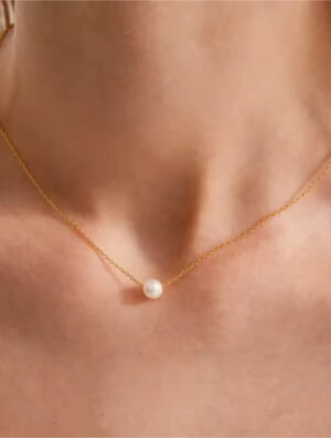 Collar Acero Perla Solitaria