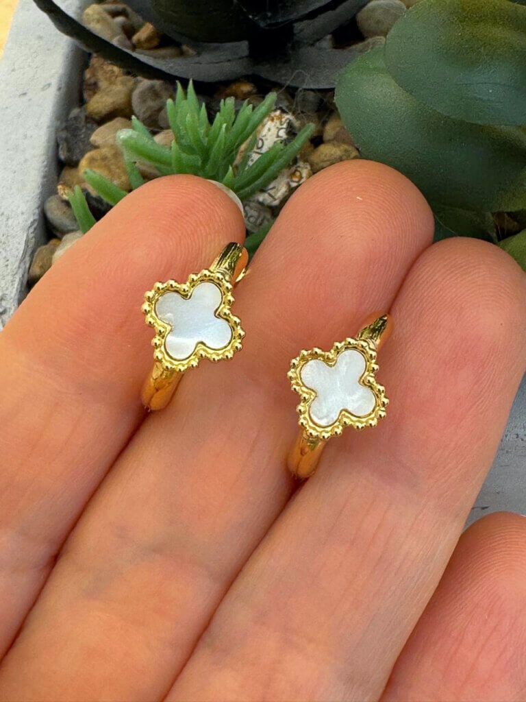 Aretes Acero Brote Blanco