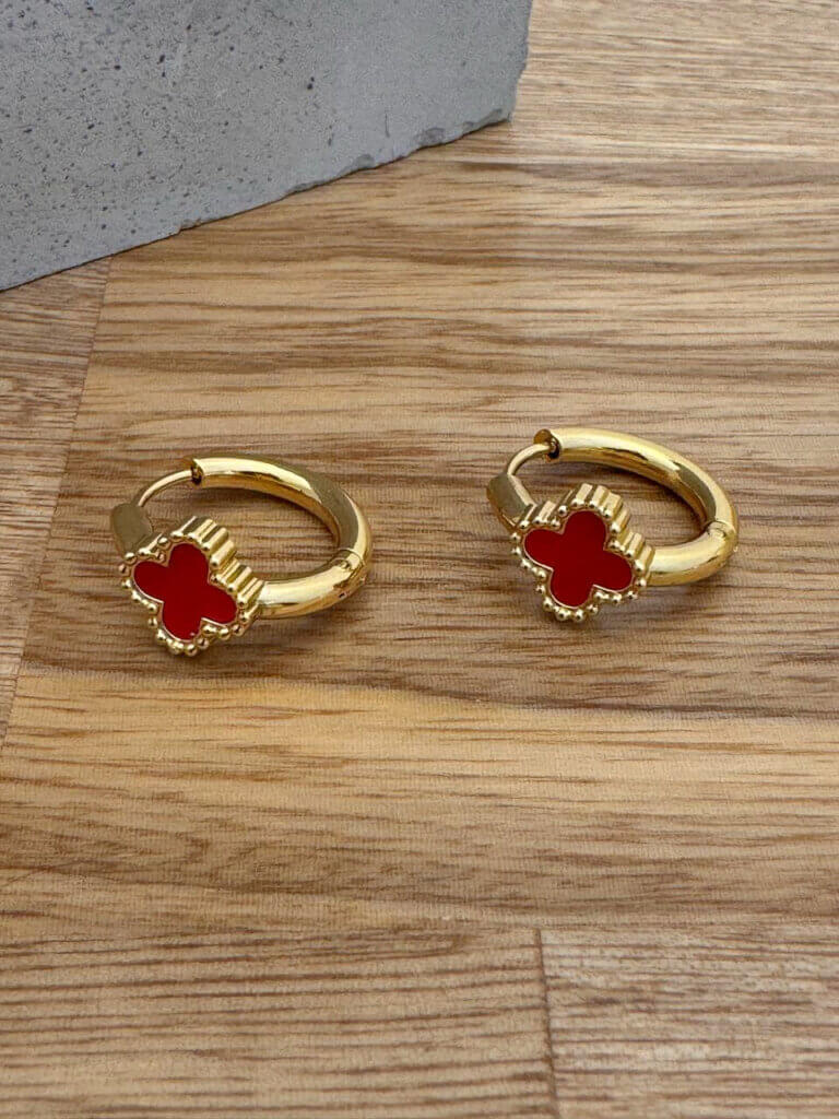 Aretes Acero Brote Rojo-1