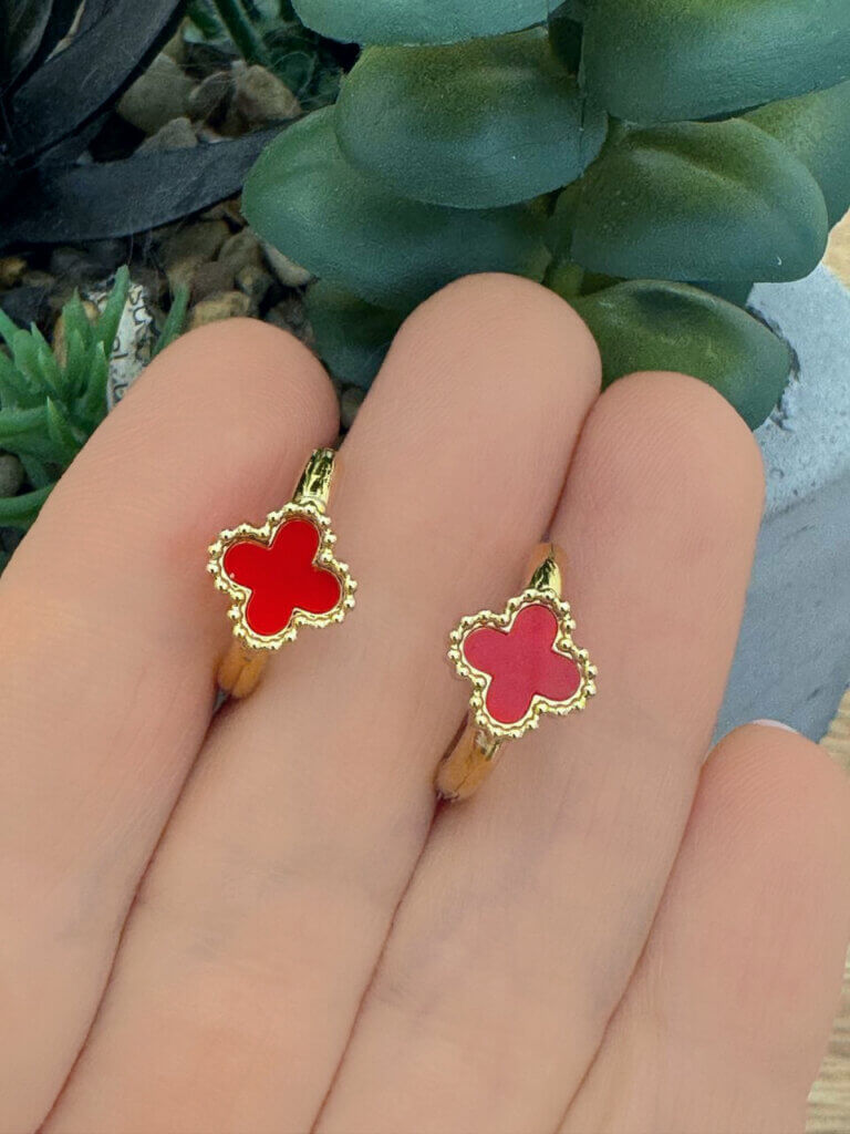 Aretes Acero Brote Rojo