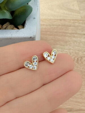 Aretes Corazon Cristal Blanco