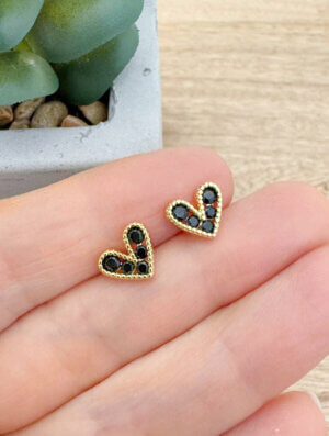 Aretes Corazon Cristal Negro