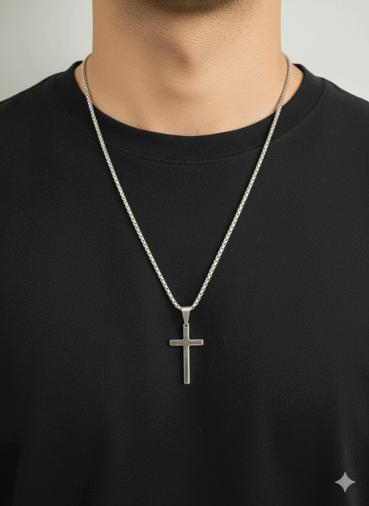 Cadena Hombre Acero Cruz