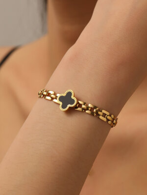 Pulsera Acero Trebol Solitario