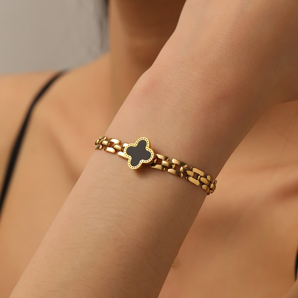 Pulsera Acero Trebol Solitario