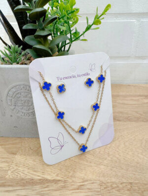 Set Acero Mini-Trebol Azul