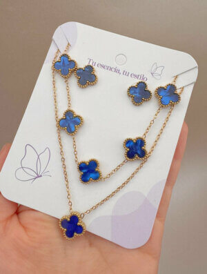 Set Acero Veteado Azul