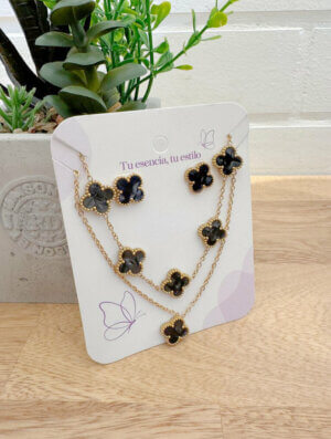 Set Acero Veteado Negro