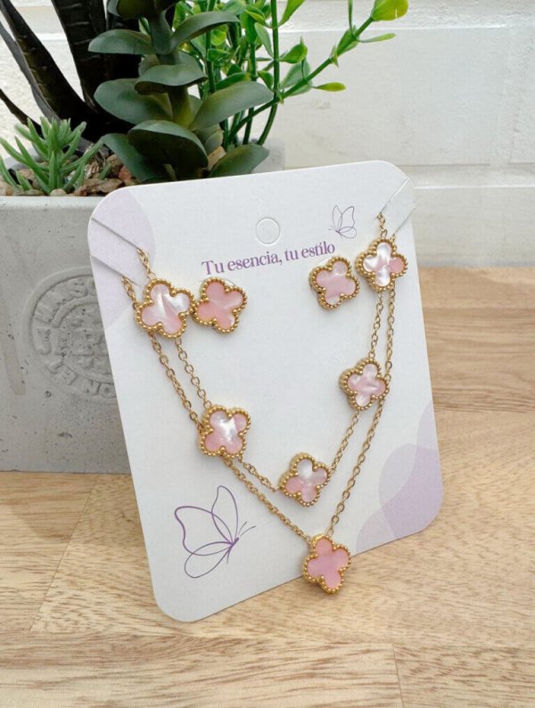 Set Acero Veteado Rosa