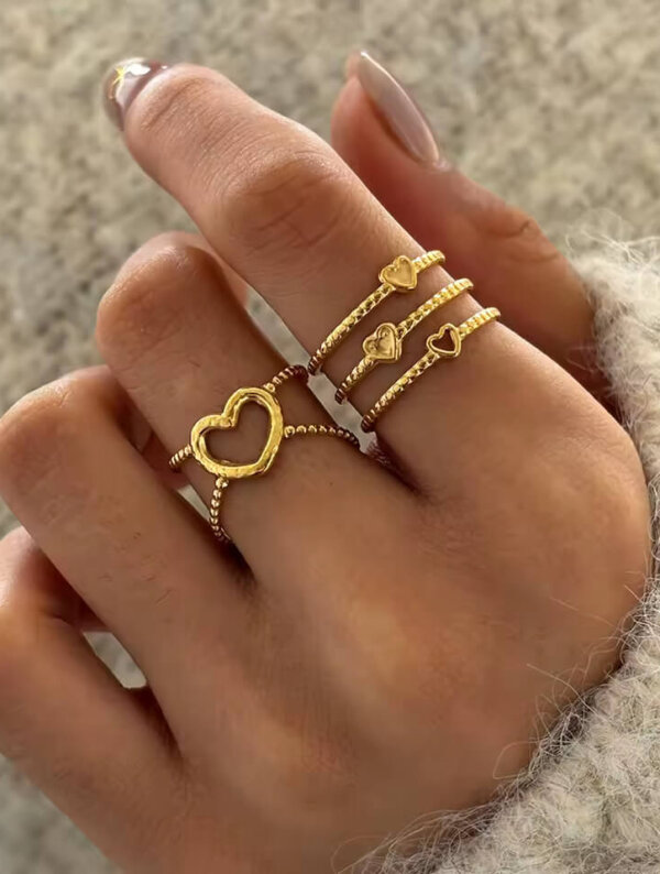 Set Anillos Acero Amor 