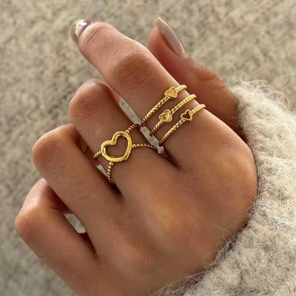 Set Anillos Acero Amor